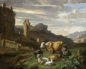 Cattle Cow Bull Painting - italian cow landscape